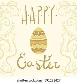 Happy Easter cards illustration with Easter egg and flower ornament.Congratulations on the holiday.