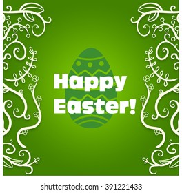 Happy Easter cards illustration with Easter egg and flower ornament.Congratulations on the holiday.