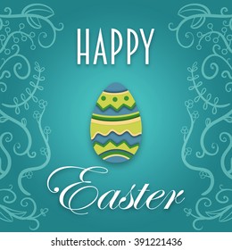 Happy Easter cards illustration with Easter egg and flower ornament.Congratulations on the holiday.