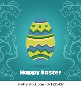 Happy Easter cards illustration with Easter egg and flower ornament.Congratulations on the holiday.