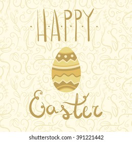 Happy Easter cards illustration with Easter egg and flower ornament.Congratulations on the holiday.