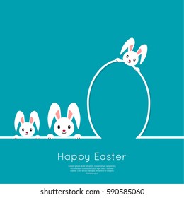 Happy easter cards illustration with egg, rabbit.