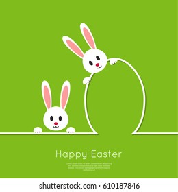 Happy easter cards illustration with egg, bunny. 