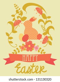 Happy easter cards illustration with easter eggs, easter bunny.vector ilistration
