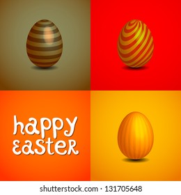 Happy easter cards illustration with easter eggs and font
