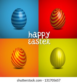 Happy easter cards illustration with easter eggs and font