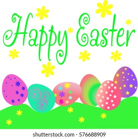 Happy easter cards illustration with easter eggs