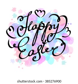 Happy easter cards illustration hand draw calligraphic unique font