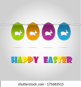 Happy easter cards illustration retro vintage with easter egg  and fonts. Vector.