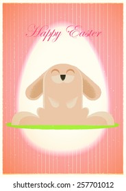 Happy easter cards illustration retro vintage with easter bunny, easter rabbit