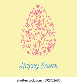 Happy easter cards illustration retro vintage with easter bunny, easter rabbit, ornaments, and fonts