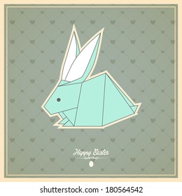Happy Easter cards  with origami  bunny