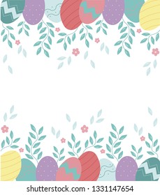Happy easter, cards.Template with beautiful flowers and eggs. Colorful card on easter. Flat design. Place for text.
