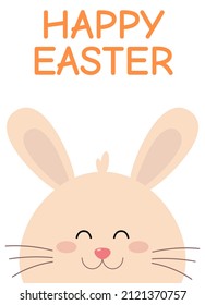 Happy easter with cartoon bunny. Cute Easter Bunny for banner, greeting card or social media post. 