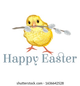Happy Easter. Cartoon chicken. Vector illustration.