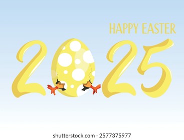Happy Easter Cartoon Easter chicks hatching from eggs greeting card