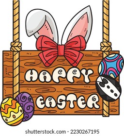 Happy Easter Cartoon Colored Clipart Illustration