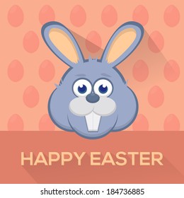 Happy Easter Cartoon Rabbit Card - Activity, Events, Celebration, Announcement Vector Background