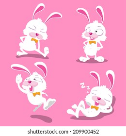 Happy Easter with Cartoon Rabbit vector illustration