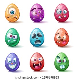 Happy easter cartoon. Set egg icon. V