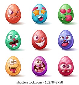 Happy easter cartoon. Set egg icon. V