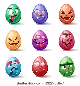 Happy easter cartoon. Set egg icon. Vector eps 10