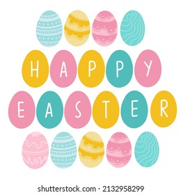 Happy Easter with Cartoon Style Easter Egg