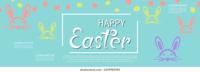 Happy Easter cartoon style horizontal vector banner template