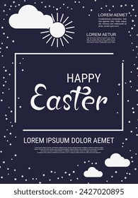 Happy Easter cartoon style vector flyer design template