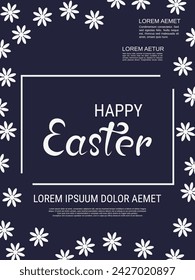 Happy Easter cartoon style vector flyer design template