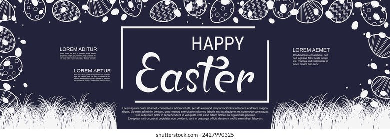 Happy Easter cartoon style vector banner design template