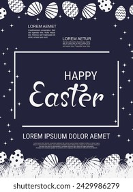 Happy Easter cartoon style vector flyer design template