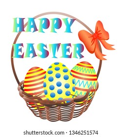 Happy Easter catholic eggs bright rabbit weaving spring holidays banner banner postcard detsky illustration