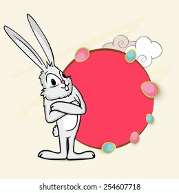 Happy Easter celebration with blank rounded frame for Happy Easter celebrations.