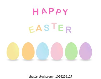 Happy Easter Celebration , Bright colored realistic vector easter eggs pastel isolated on white background with shadow. Spring palette of colors