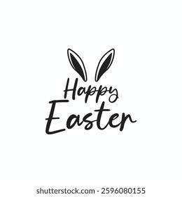 Happy Easter Celebration with Bunny Ears – Cute and Elegant Design for Spring Festivities, Perfect for Invitations, Cards, and Decorations