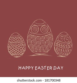 Happy Easter celebration card with beautiful floral decorated easter eggs on abstract background. 
