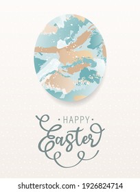 Happy Easter celebration card lettering art background with holiday symbol hand drawn easter egg.Design template cover, greeting card for business partners ,banner.Vector illustration isolated eggs.