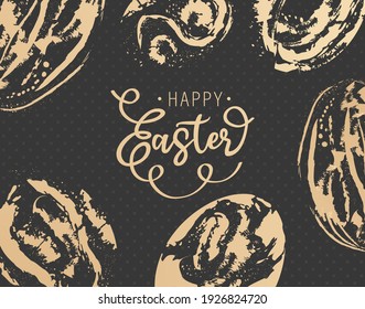 Feliz celebración de Pascua con carteles de cartón fondo de arte con el símbolo de vacaciones huevo de pascua dibujado a mano.Diseño de la cubierta de la plantilla, tarjeta de saludo para socios de negocios,banner.Vector ilustración huevos aislados.