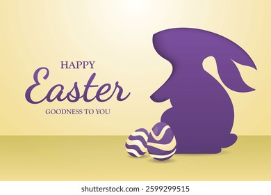 Happy Easter Celebration with Cute Bunny and Colorful Eggs