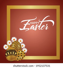 Happy easter celebration greeting card with easter bunny and easter egg