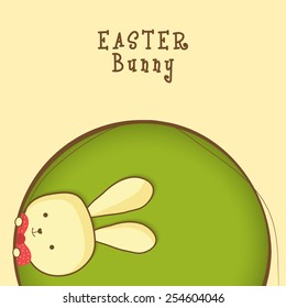 Happy Easter celebration greeting card design with cute little bunny.