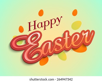 Happy Easter celebration poster, banner or flyer decorated by colorful eggs.