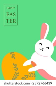 Happy easter celebration poster featuring bunny and egg design.