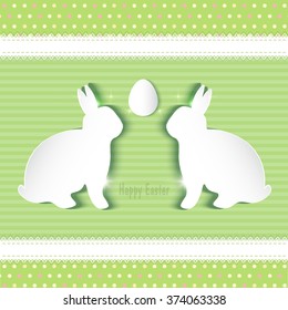 Happy Easter celebrations greeting card design with 2 bunnies