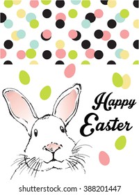 Happy Easter celebrations greeting card design with bunny