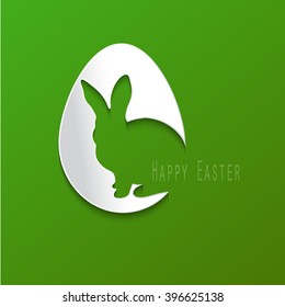 Happy Easter celebrations greeting card design with bunny silhouette. green background