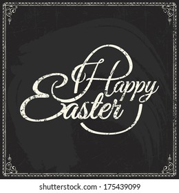 happy easter chalkboard vector label piece of easter holiday on chalkboard scene perfect as template for greeting card happy easter chalkboard classical white holiday eggs spring black scene formal ce