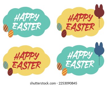 Happy Easter character and illustration material set