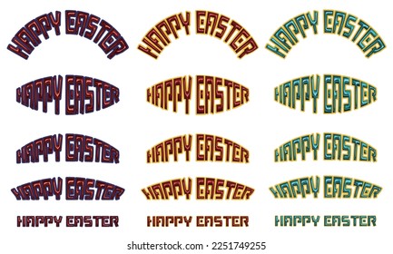 Happy Easter character material set with a metallic atmosphere